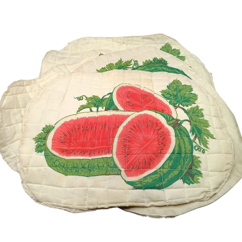 Vintage Quilted Placemat Set of 4 with Watermelon Design